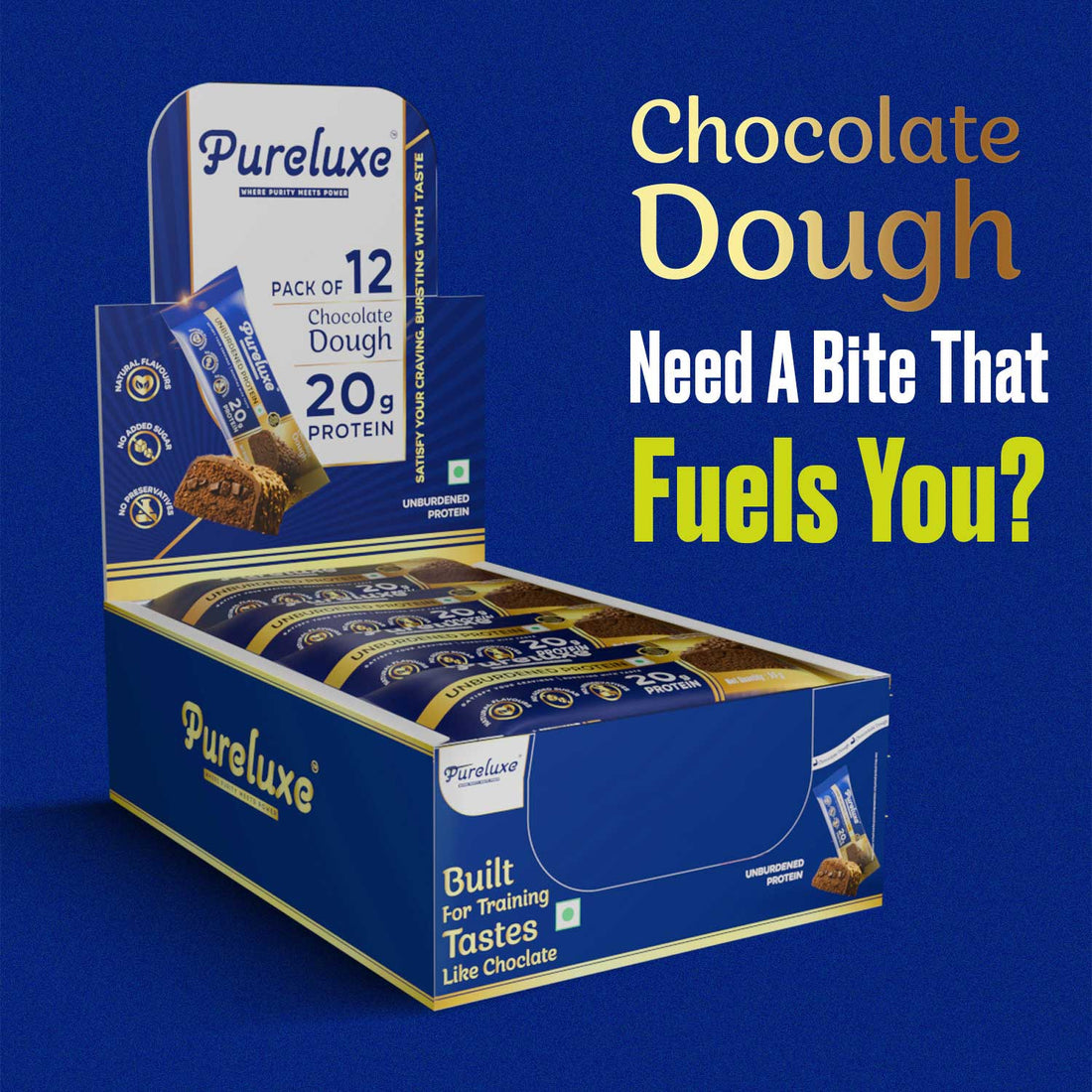 Chocolate Dough Protein Bar – Pack of 12