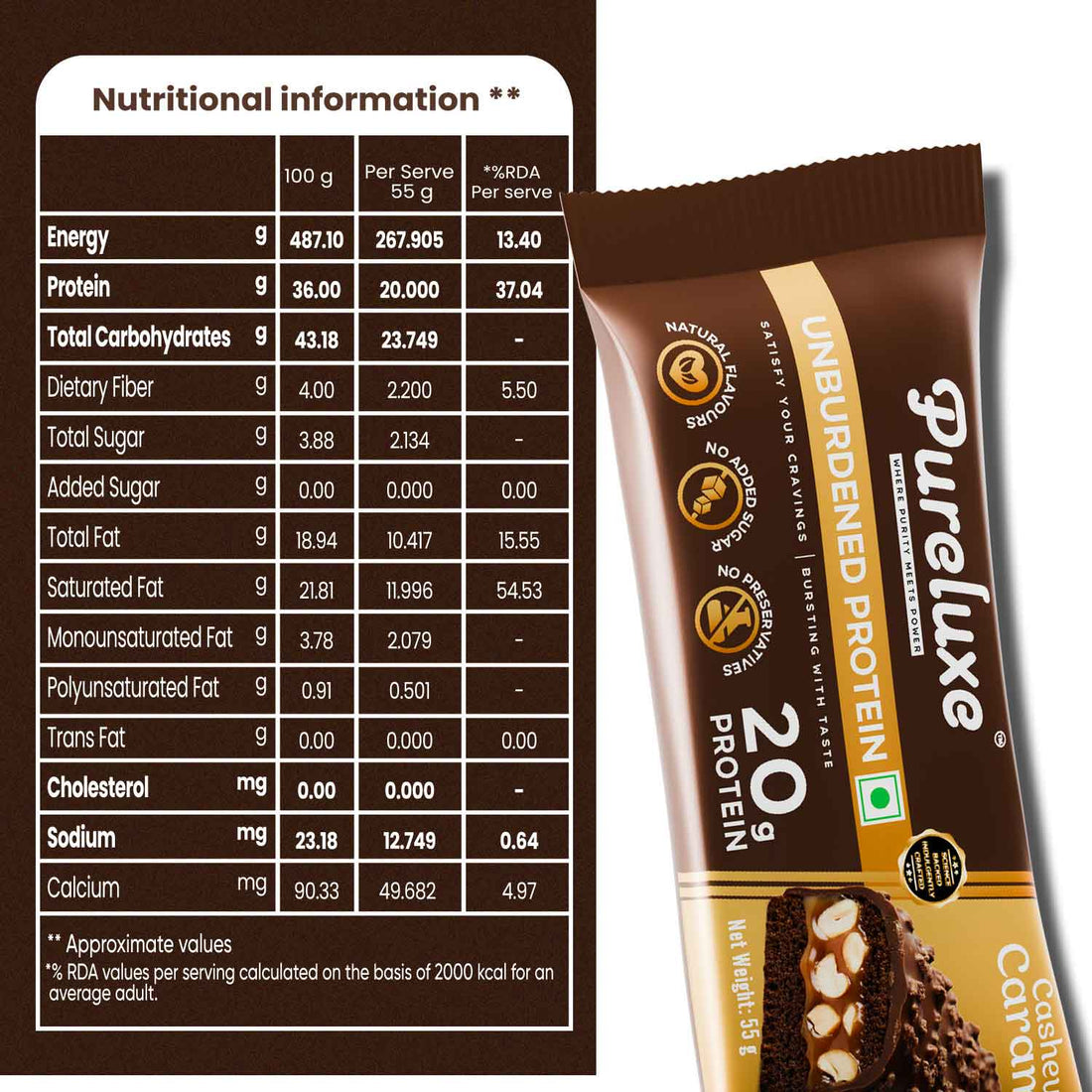 Caramel & Cashew Protein Bar – Pack of 6