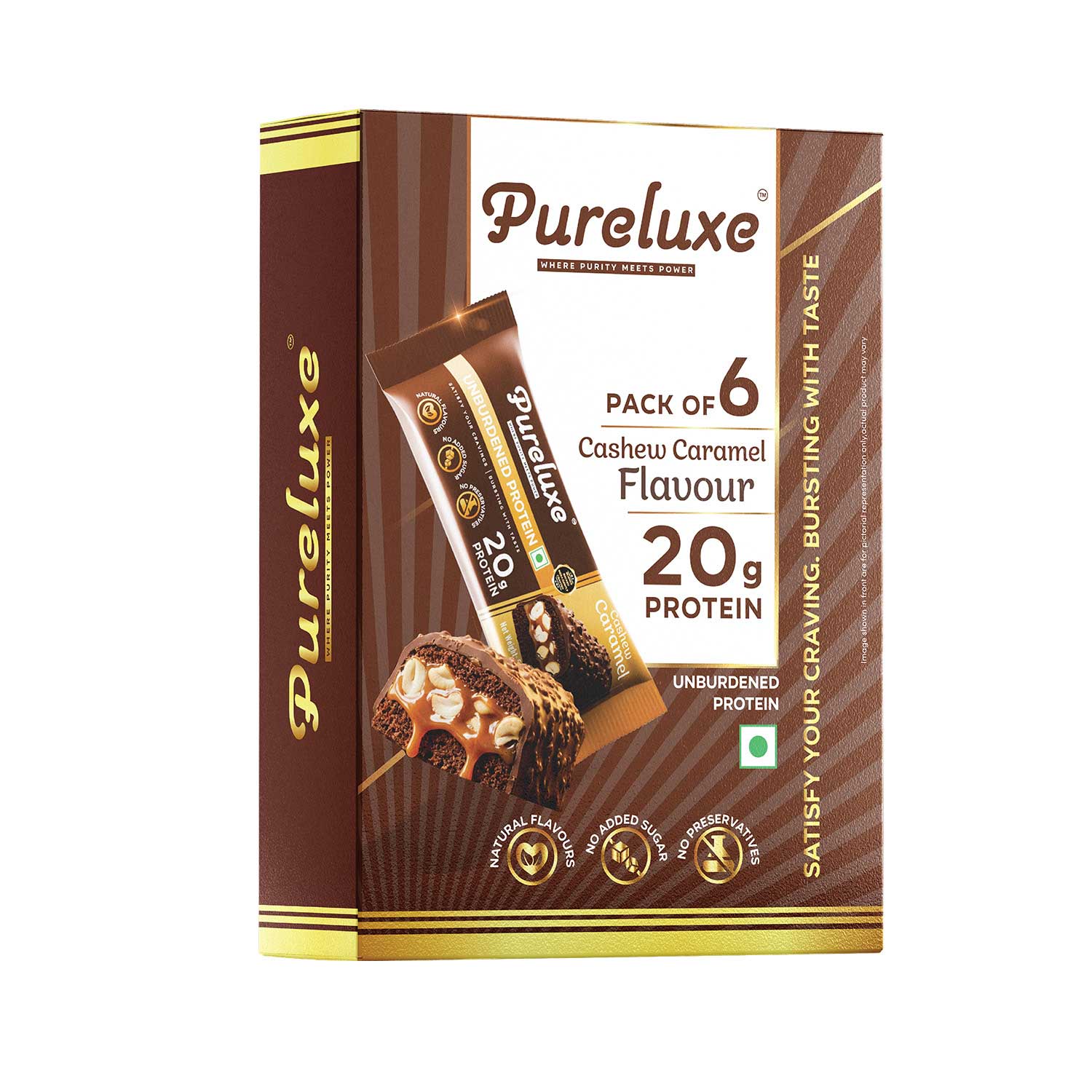 Caramel & Cashew Protein Bar – Pack of 6